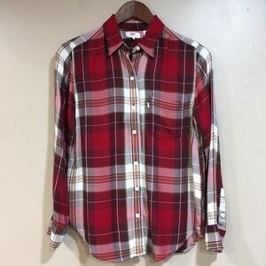 Levis Red Plaid Flannel Shirt Womens XS‎ Lighweight Cabincore Preppy Classic